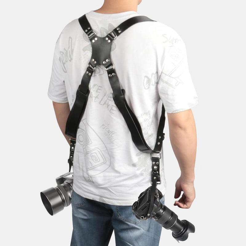 Kasla Camera Strap,Camera Straps for Photographers,Leather Dual Camera Strap for Two Two DSLR/SLR Cameras (Black) - Image 5